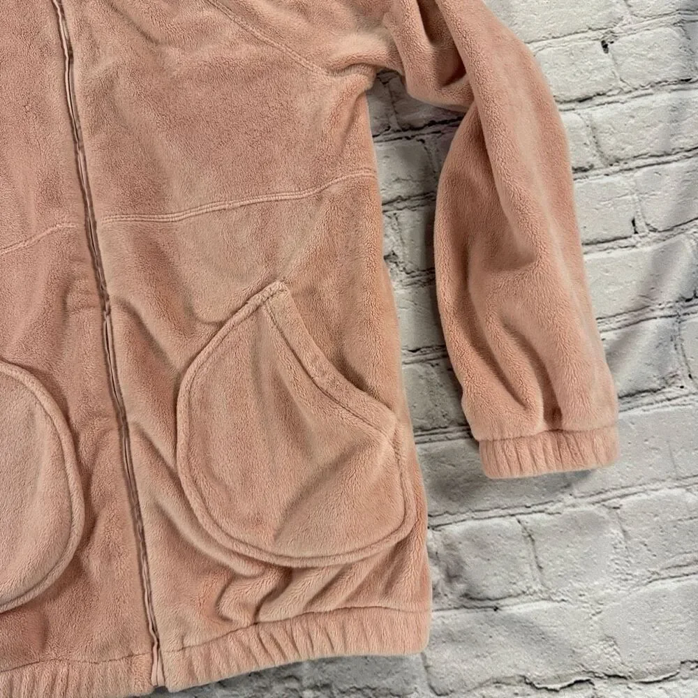Athleta Girl Cozy Feelin Great Plush Full Zip Hooded Fleece Pink Size L/12  A